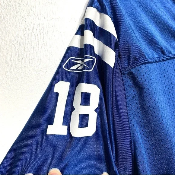 Reebok Manning Colts Blue & White Jersey Kids L 14-16 NFL Woman’s Size XS - Picture 5 of 6